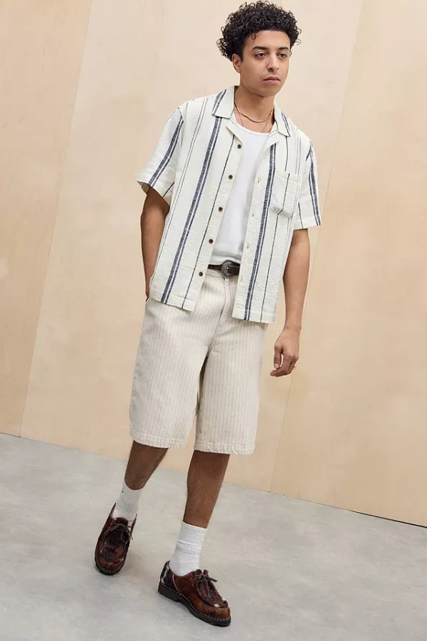 URBANA STYLE White & Navy Nico Stripe Shirt - Image 3