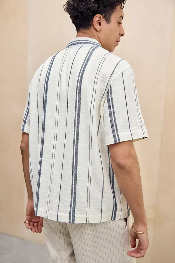 URBANA STYLE White & Navy Nico Stripe Shirt - Image 2