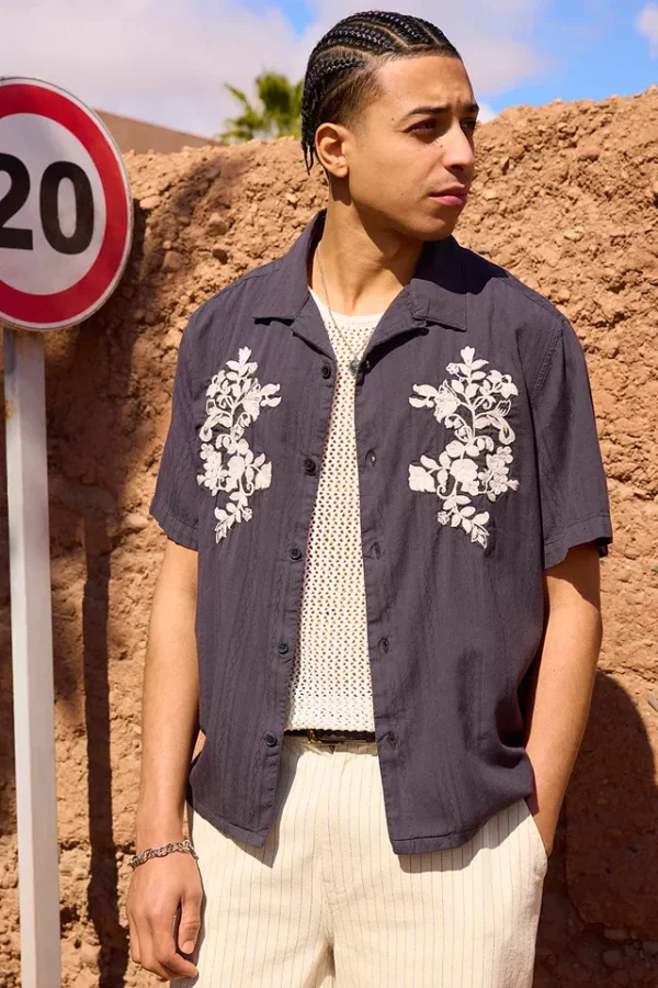 Camisa de jacquard floral Toru negra de BDG