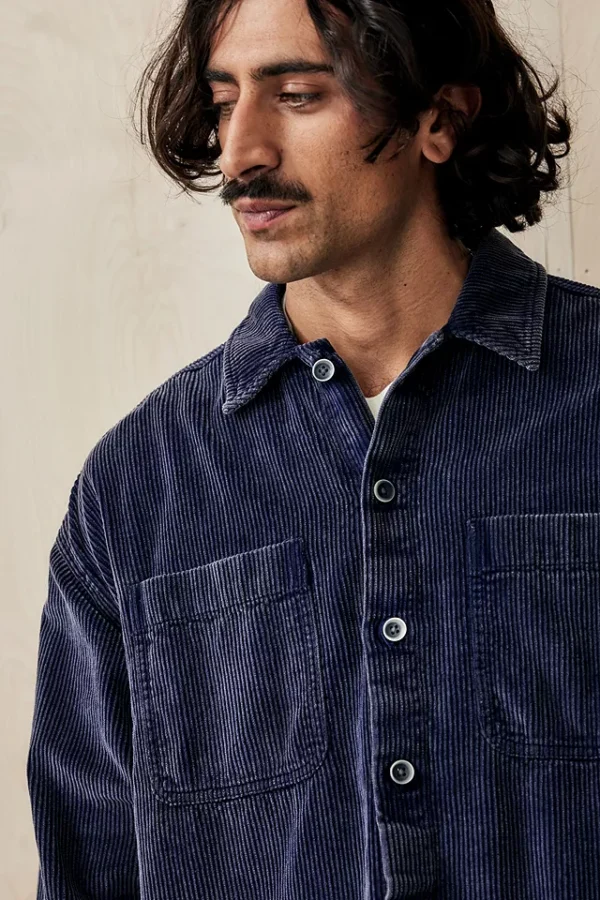 Urbana style Navy Acid Corduroy Shirt - Image 3