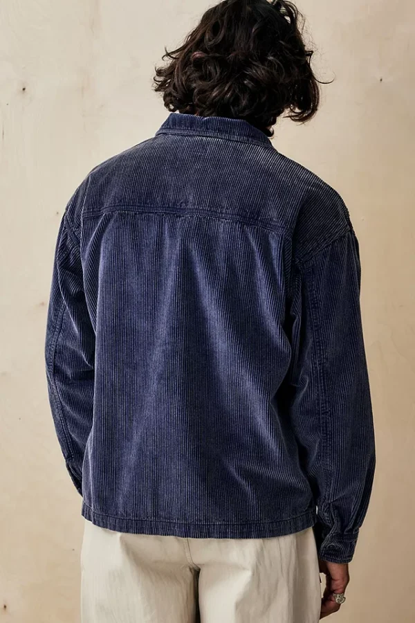 Urbana style Navy Acid Corduroy Shirt - Image 2