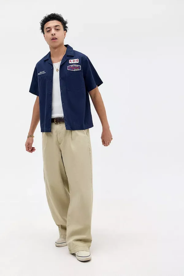 urbana style Navy Badge Mechanic Shirt - Image 2
