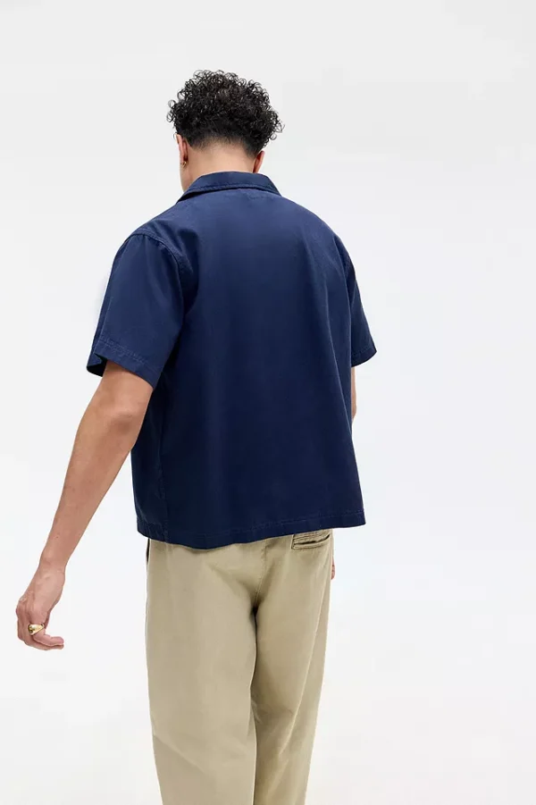 urbana style Navy Badge Mechanic Shirt - Image 4